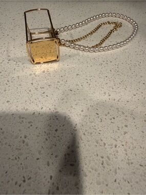 CHANEL Gold and Pearl Chain Phone Strap purse chain hand chain